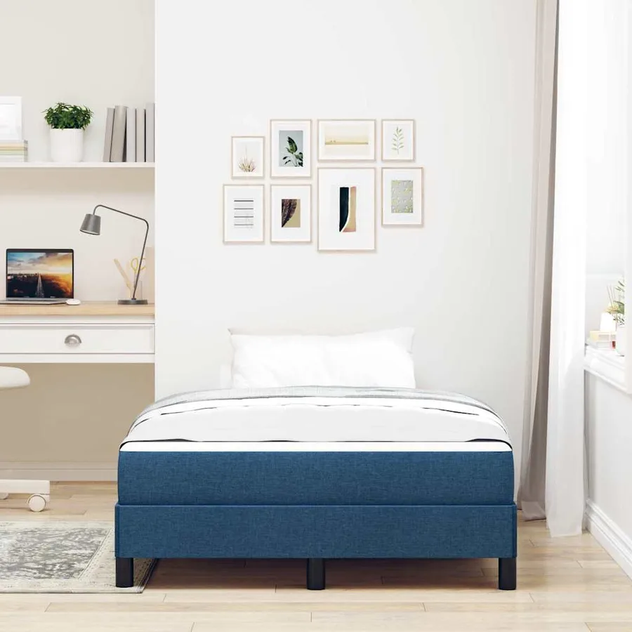 Lit à ressorts avec matelas Bleu 120 x 190 cm tissu - 3
