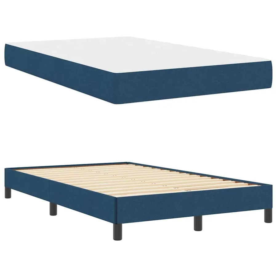 Lit à ressorts avec matelas Bleu 120 x 190 cm tissu - 4
