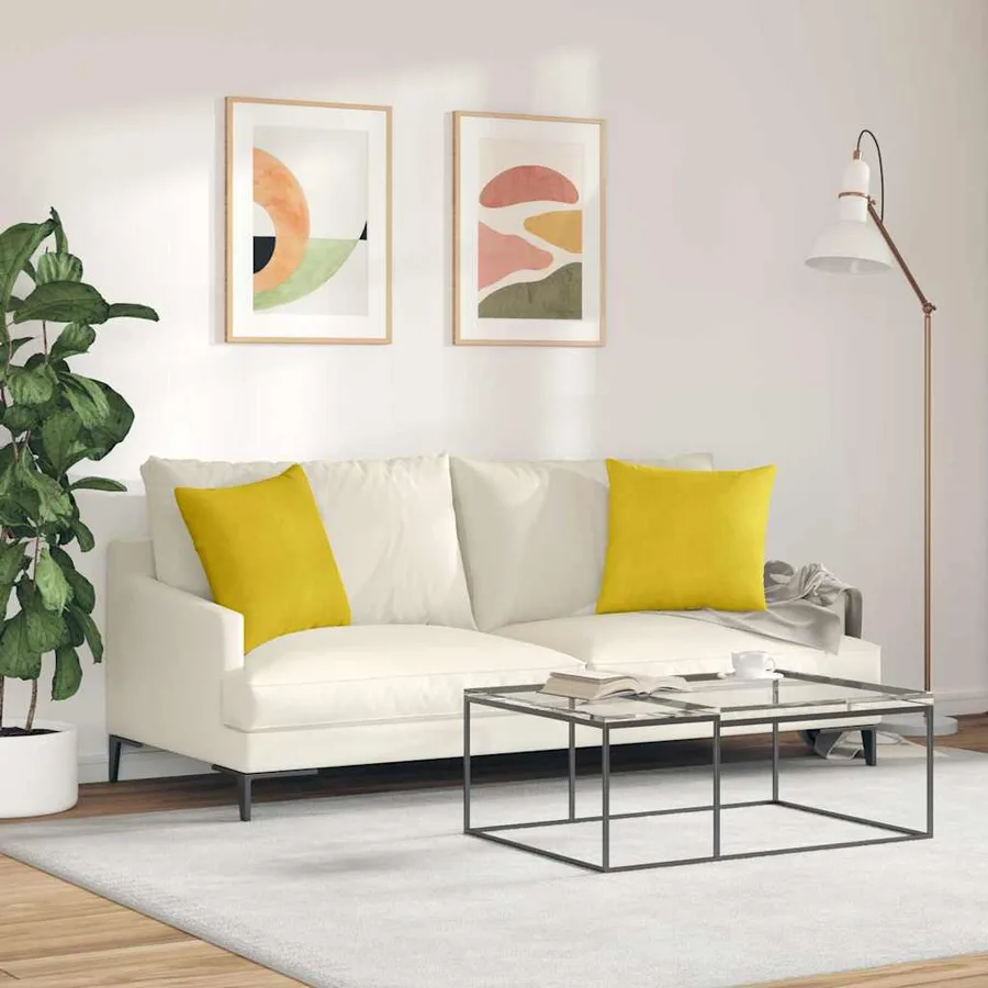 Coussins de canapé 2 pcs Jaune 45 x 45 cm - 4