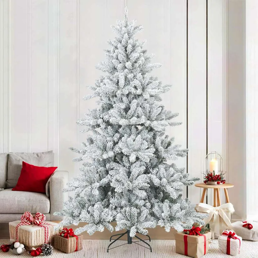 Sapin de Noël artificiel à branches pliantes, duveteux de neige
