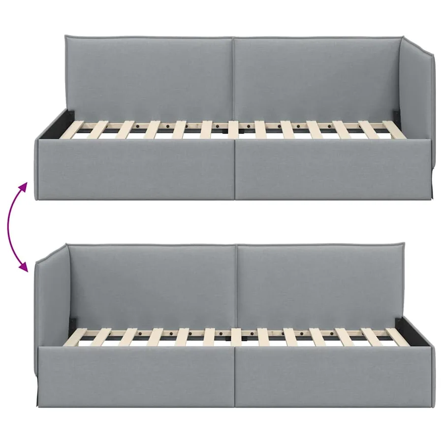 Cadre de lit d'angle Gris clair 100 x 200 cm tissu - 9