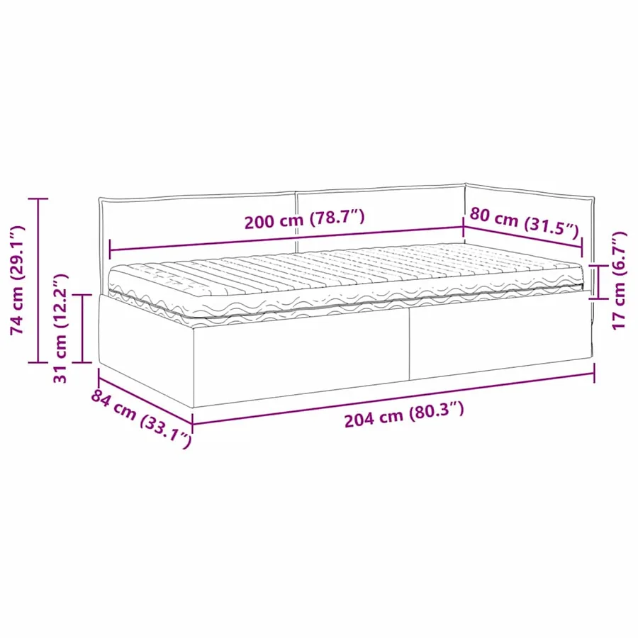Cadre de lit d'angle avec matelas 2 pcs Gris Velours - 14