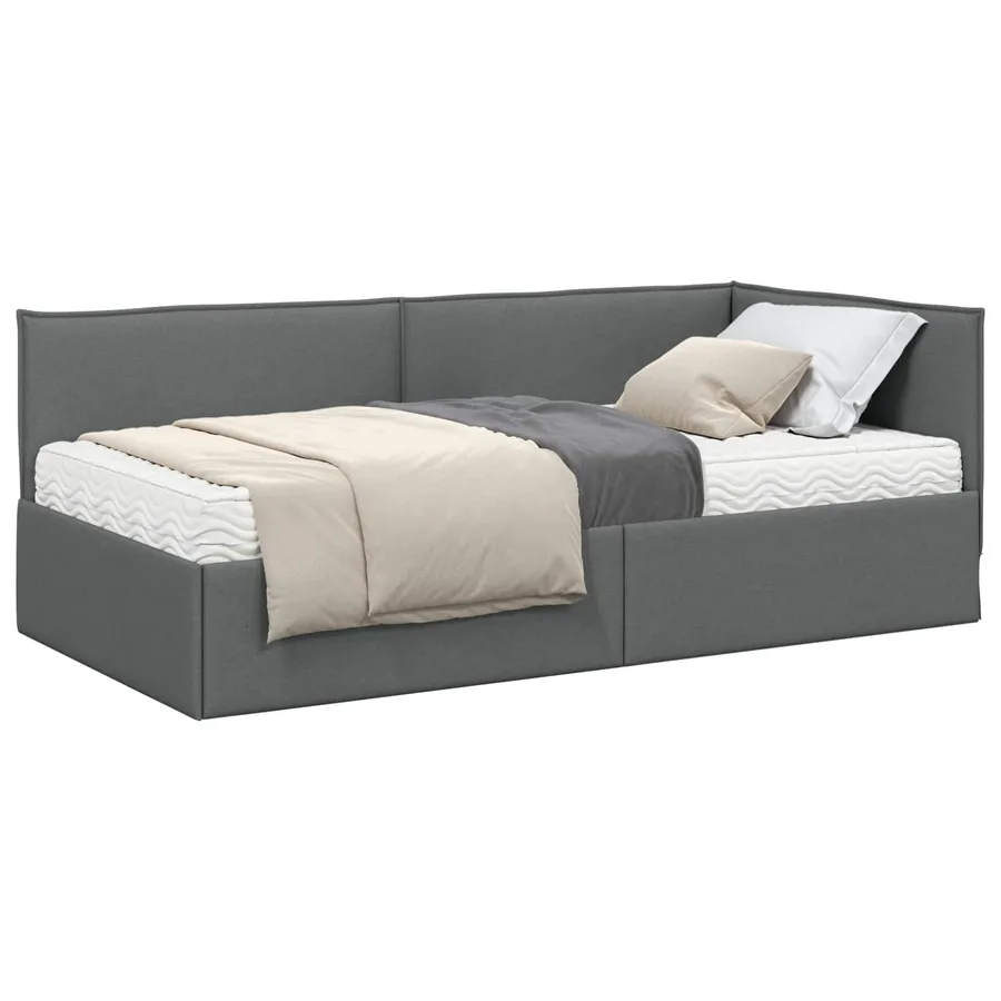Cadre de lit d'angle avec matelas 2 pcs Gris Velours - 2