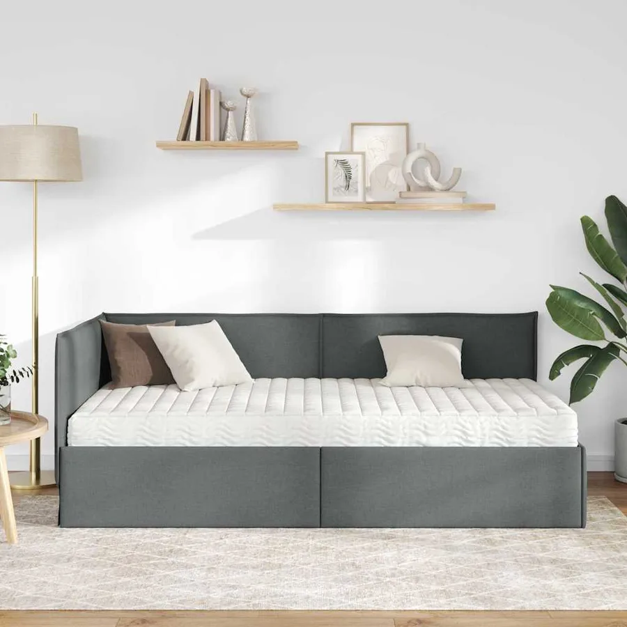 Cadre de lit d'angle avec matelas 2 pcs Gris Velours - 3