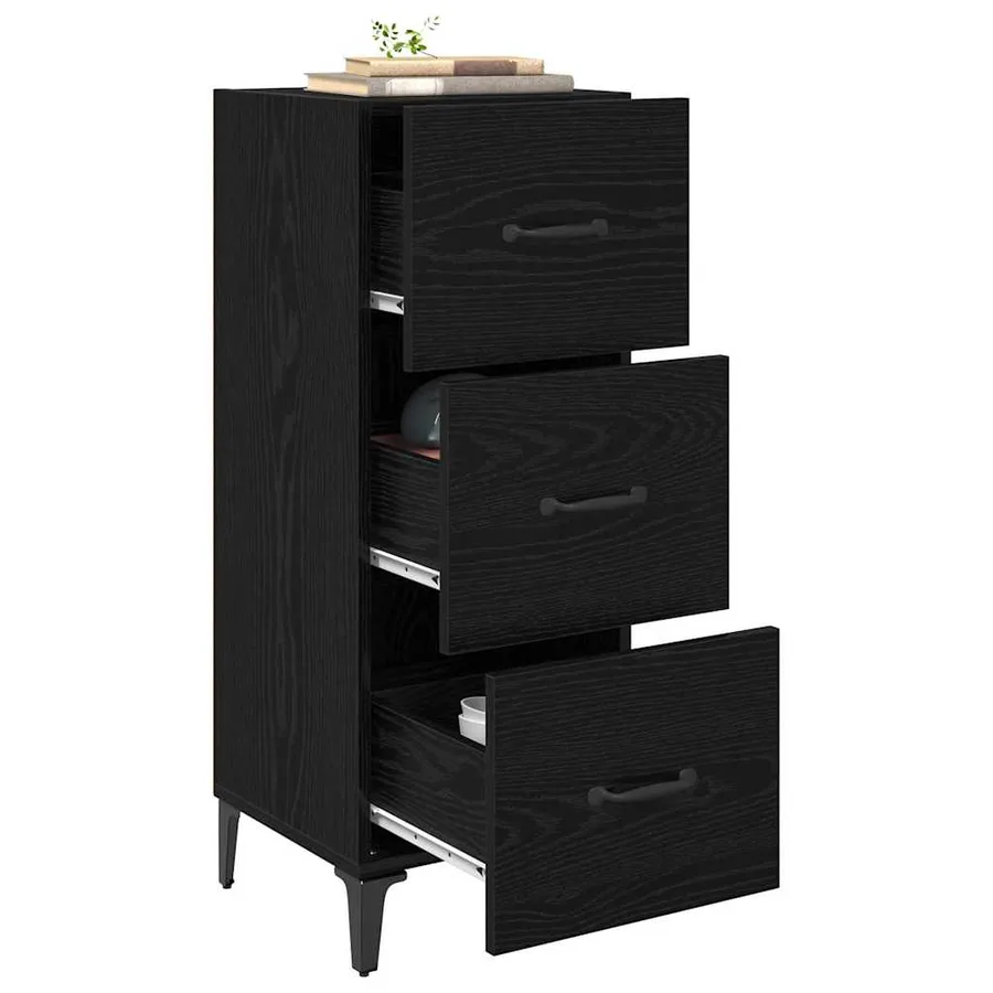 Buffet Chêne noir 34,5 x 34 x 90 cm Bois d'ingénierie - 3