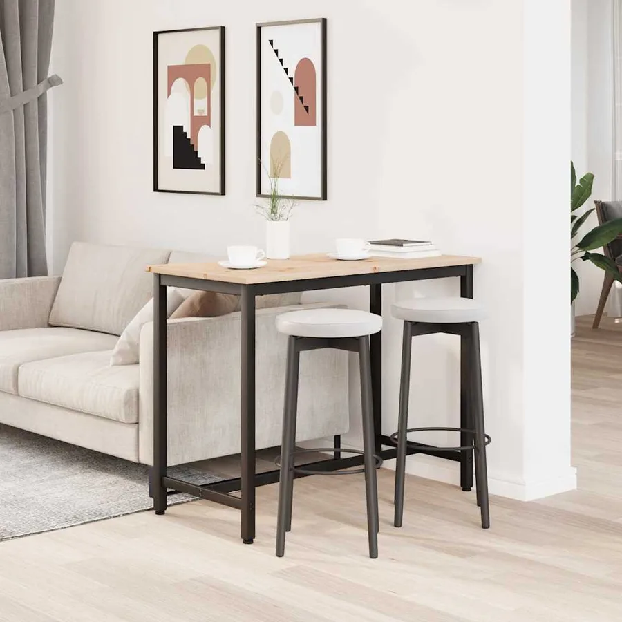 table Naturel 100 x 50 x 77 cm Bois d'ingénierie et acier - 4