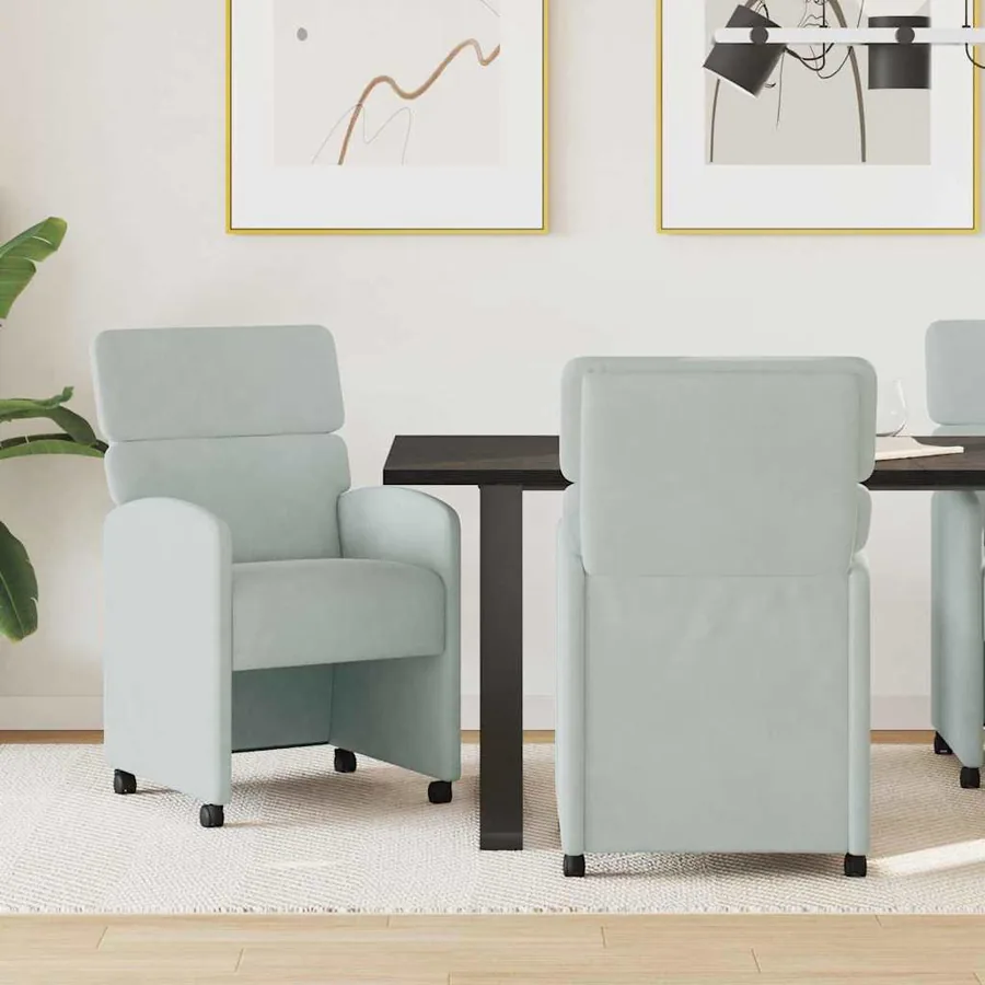 Chaises de Salle à Manger avec Roues 2 pcs Gris clair Velours