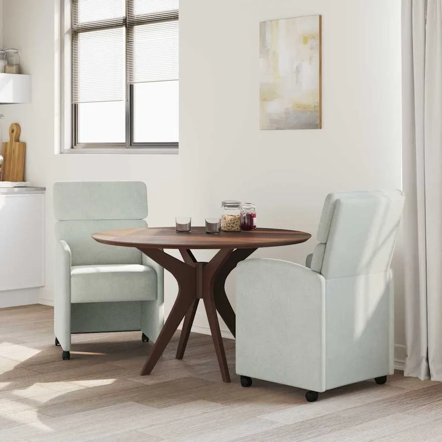 Chaises de Salle à Manger avec Roues 2 pcs Gris clair Velours - 3