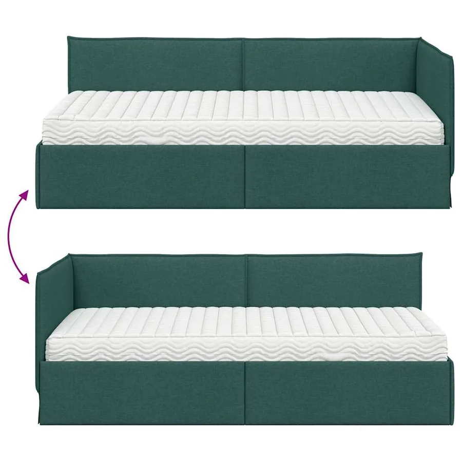 Cadre de lit d'angle avec matelas 2 pcs Vert Velours - 12