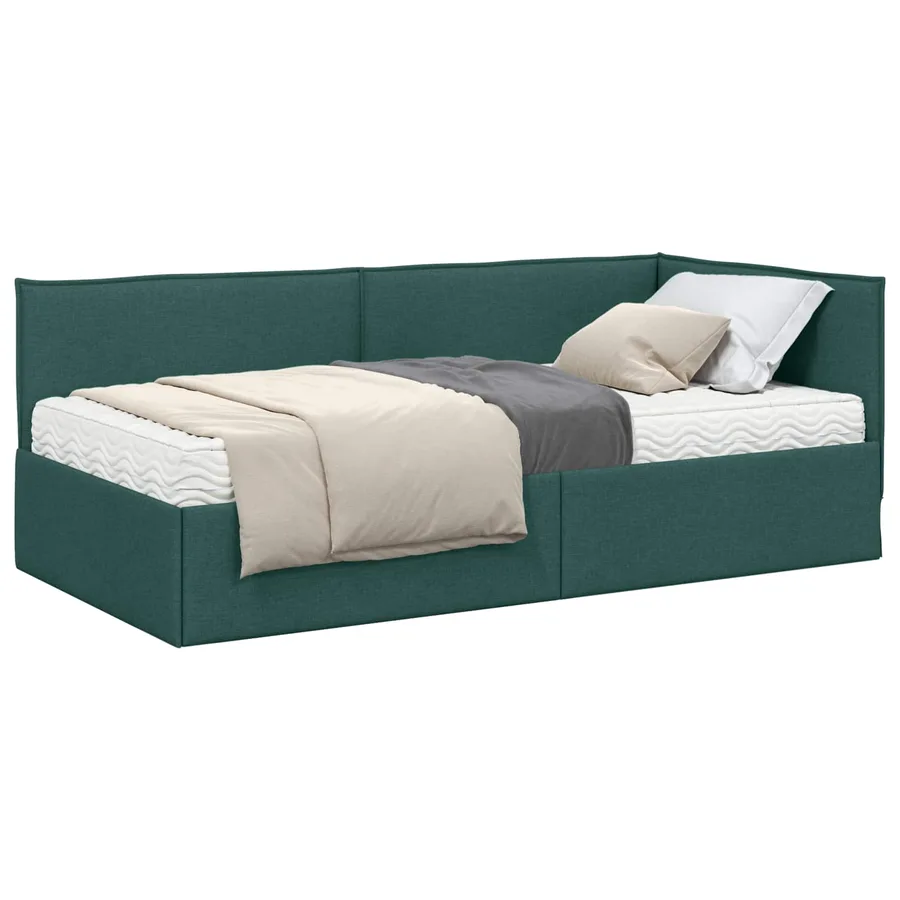 Cadre de lit d'angle avec matelas 2 pcs Vert Velours - 2