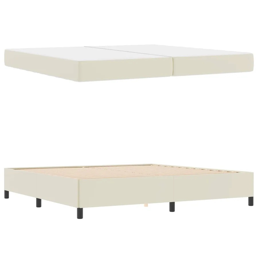 Cadre de lit avec matelas Crème 200 x 200 cm tissu - 4