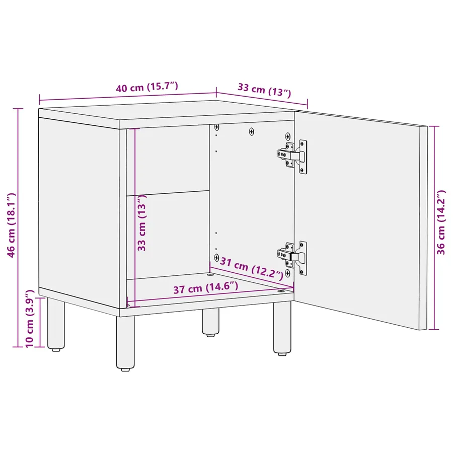 Cabinet de chevet 2 pcs Marron 40 x 33 x 46 cm - 11