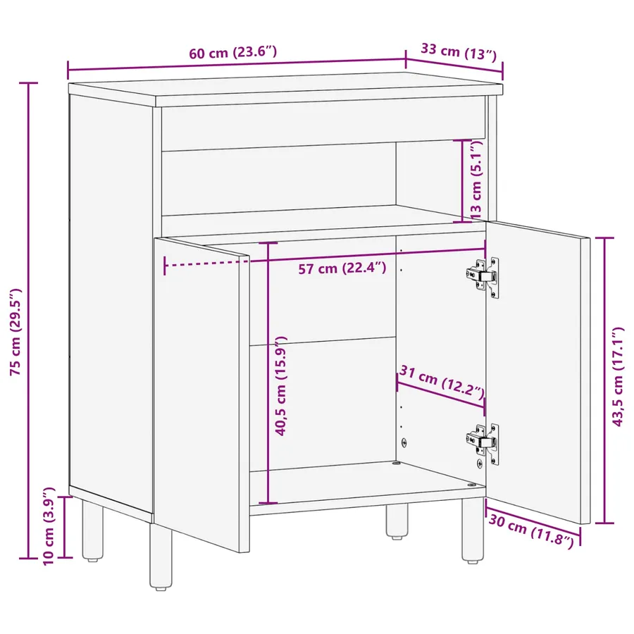 Buffet avec stockage Finition Acacia Brun 60 x 33 x 75 cm - 11