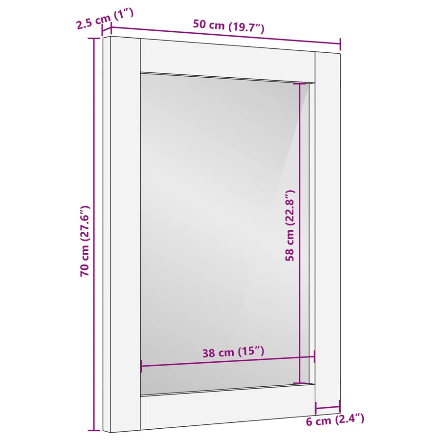 Miroir de salle de bain Finition Acacia Brun 50 x 70 x 2,5 cm - 9