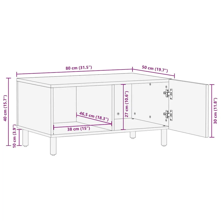 Table basse Marron 80 x 50 x 40 cm Bois de mangue massif - 11