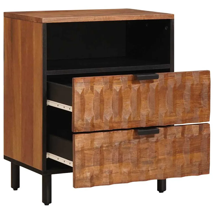 Cabinet de chevet Marron 50 x 33 x 62 cm Bois de mangue massif - 2