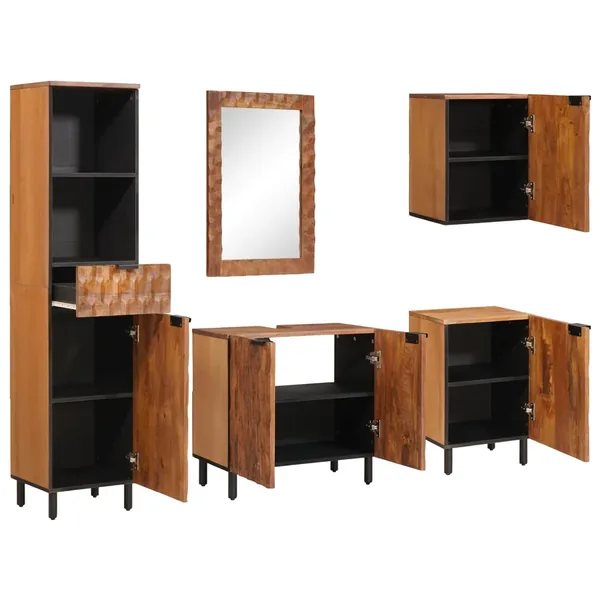 Ensembles de salle de bain 5 pcs Acacia Marron Winish