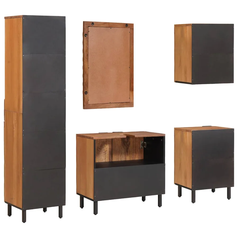 Ensembles de salle de bain 5 pcs Acacia Marron Winish - 9