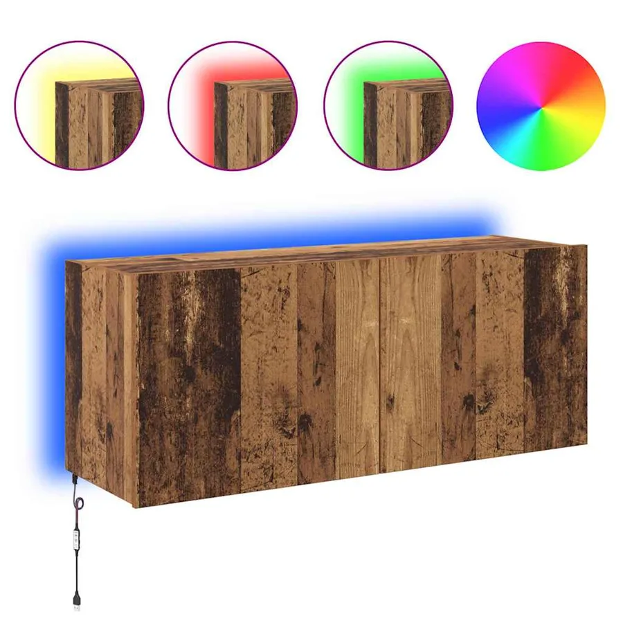 Meuble TV mural Bois Ancien 100 x 35 x 41 cm Bois d'ingénierie - 4