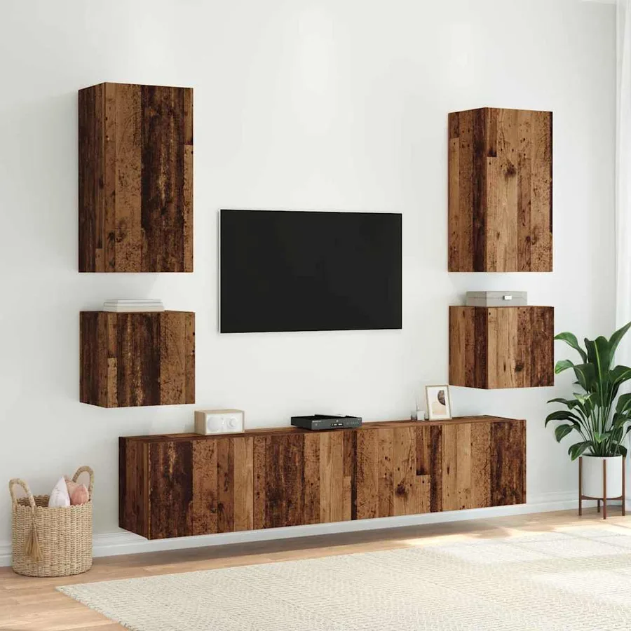 Meuble TV mural Bois Ancien 100 x 35 x 41 cm Bois d'ingénierie - 6
