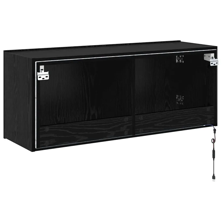 Meuble TV mural Chêne noir 100 x 35 x 41 cm Bois d'ingénierie - 11