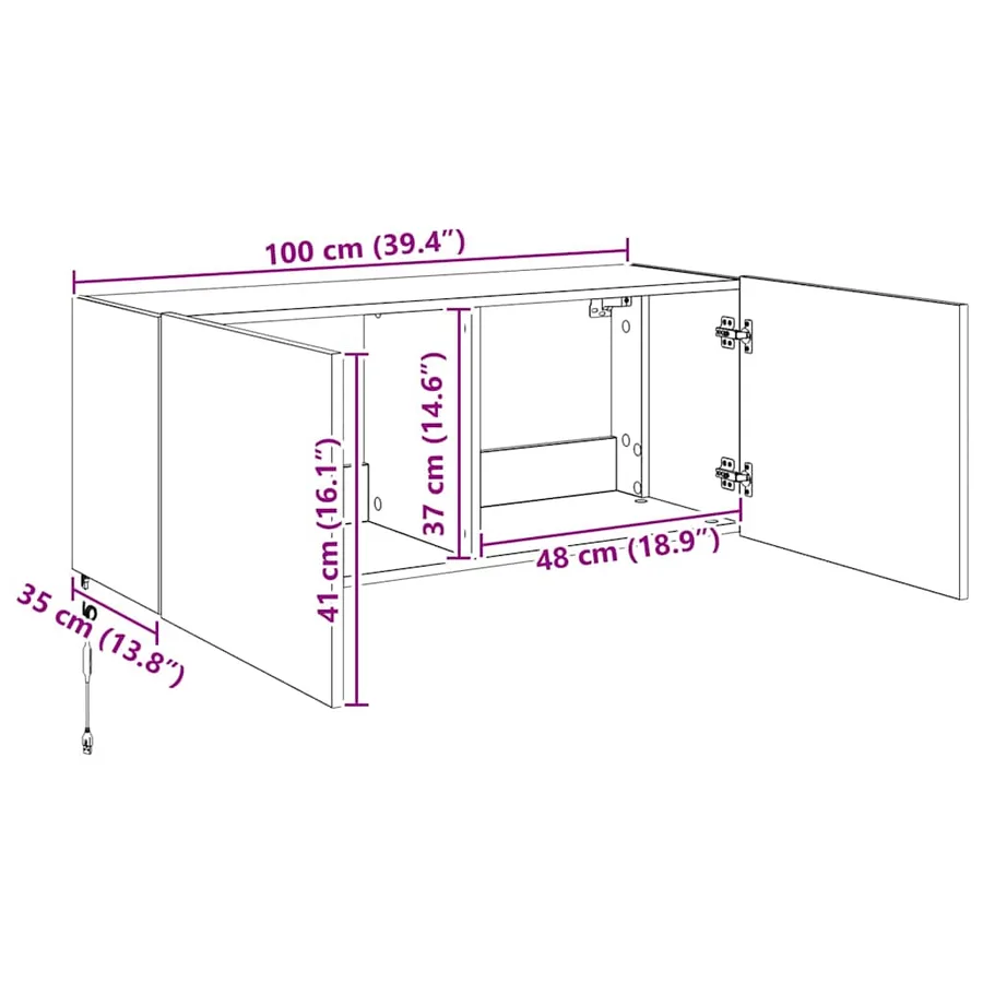 Meuble TV mural Chêne noir 100 x 35 x 41 cm Bois d'ingénierie - 16