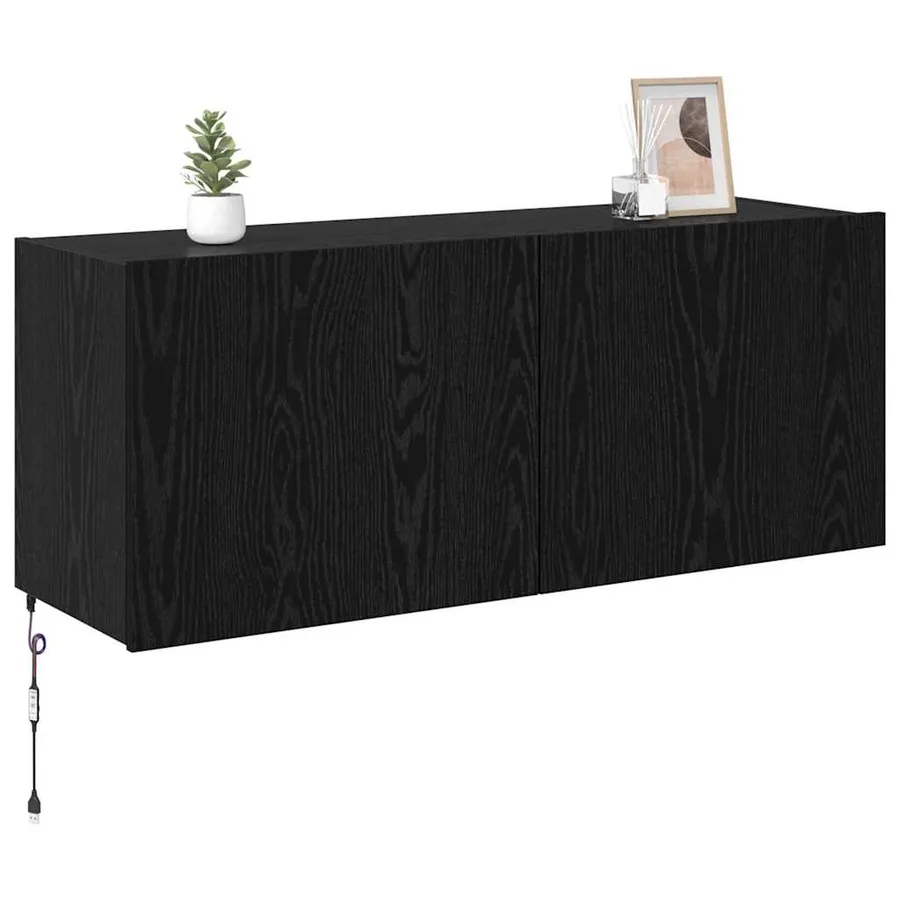 Meuble TV mural Chêne noir 100 x 35 x 41 cm Bois d'ingénierie - 3