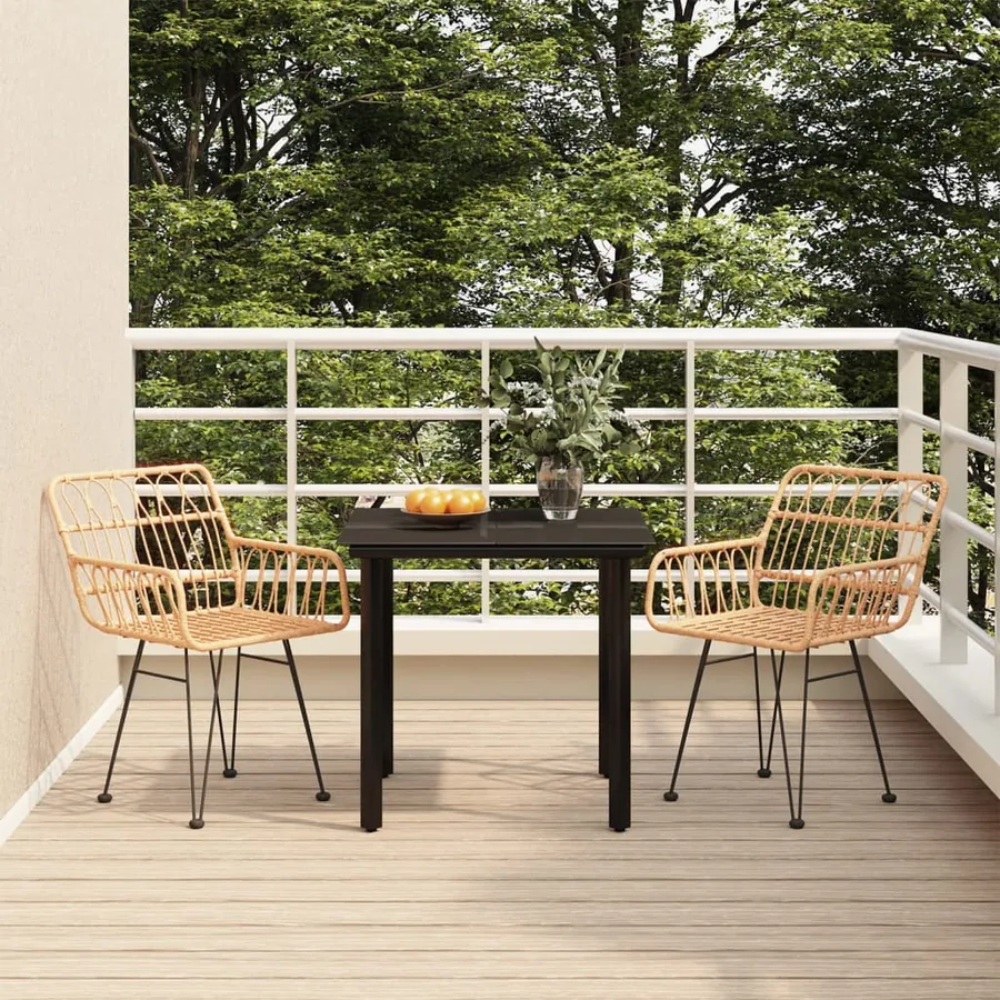 Ensemble à manger de jardin 3 pcs Résine tressée