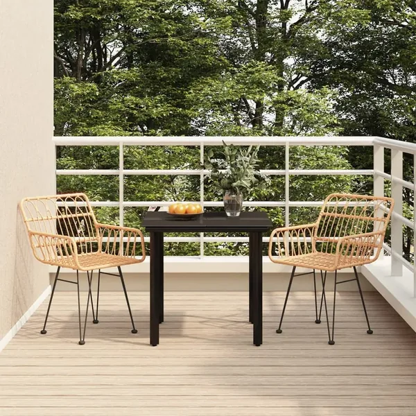 Ensemble à manger de jardin 3 pcs Résine tressée