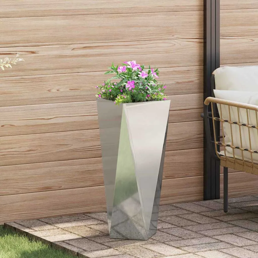 Jardinière 2 pc Argent 30 x 30 x 75 cm Acier galvanisé - 4