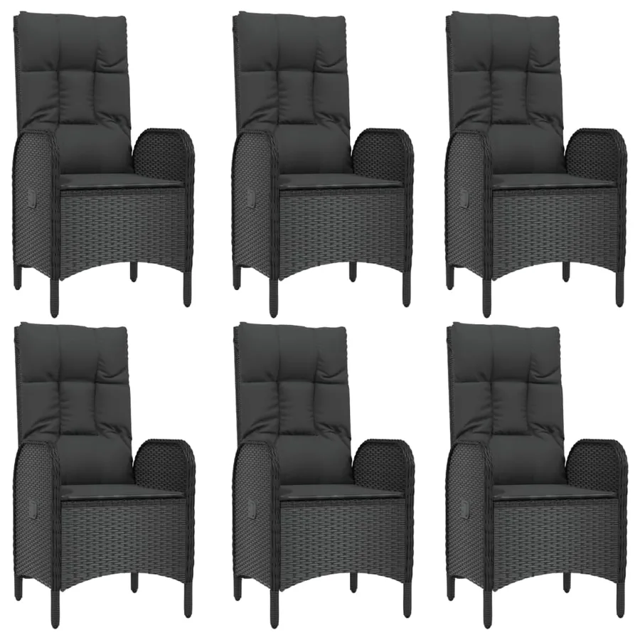 Ensemble à manger jardin 9pcs et coussins noir résine tressée - 4