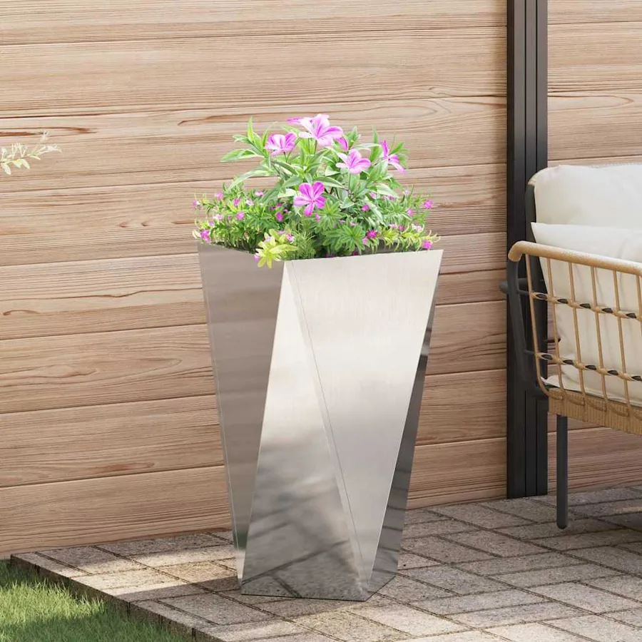 Jardinière 2 pc Argent 40 x 40 x 75 cm Acier inoxydable - 4
