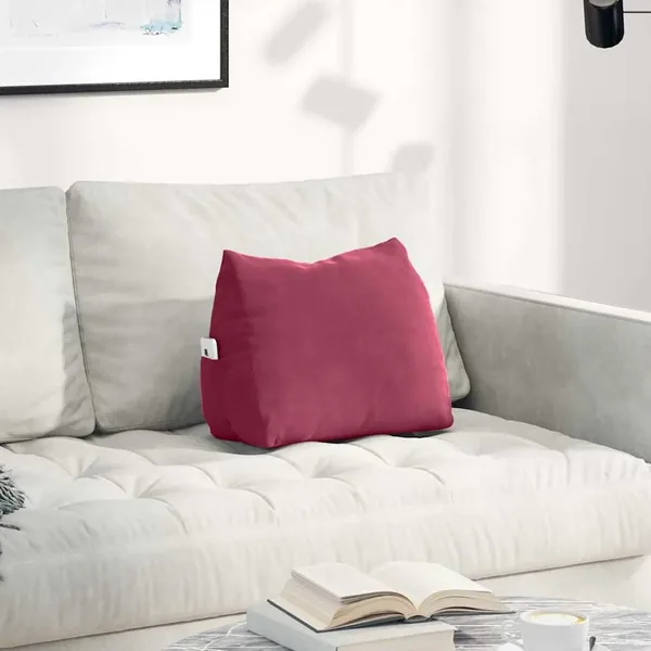 Coussin de Dos Bordeaux 45 x 20 x 35 cm Tissu en velours côtelé