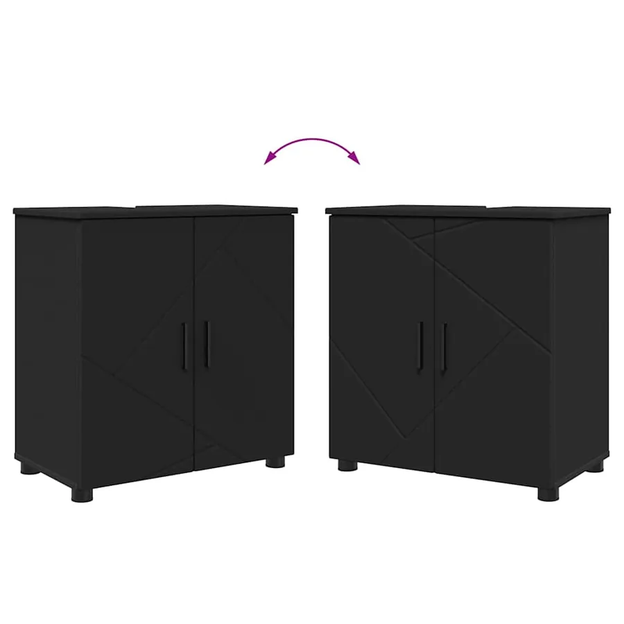 Ensemble de mobilier de salle de bain Montage mural 2 pcs Noir - 10