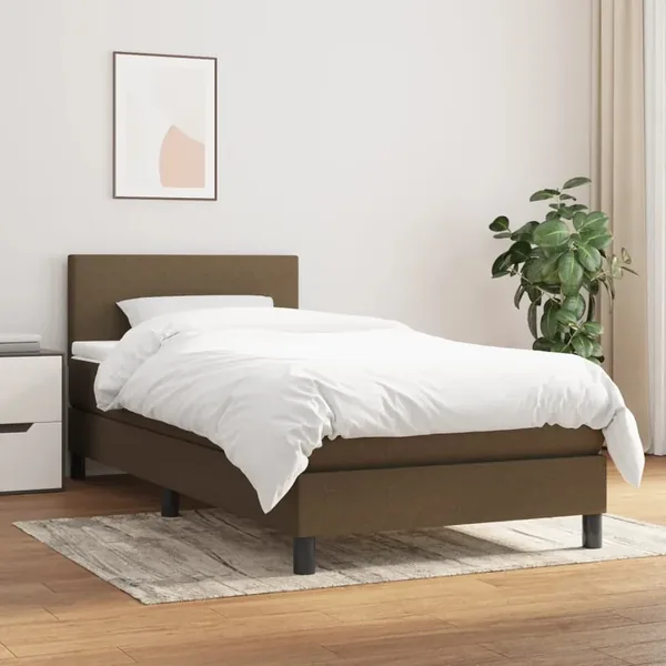 Slatted bed base with mattress Dark brown 100x200 cm
