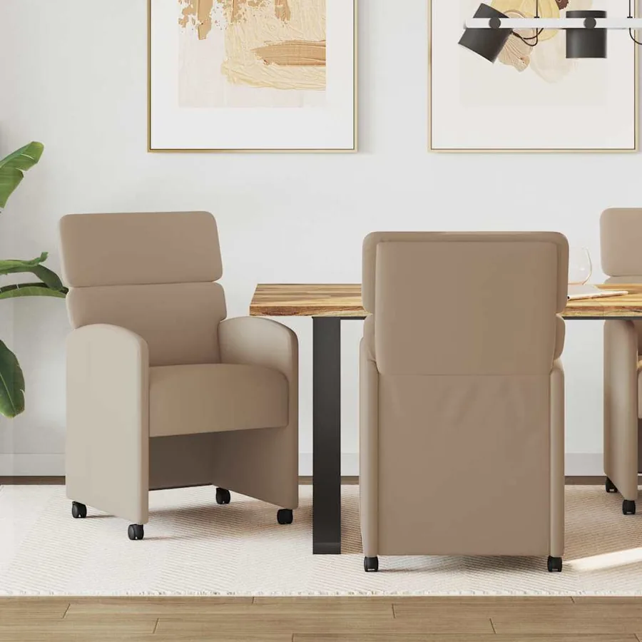 Chaises de Salle à Manger avec Roues 2 pcs Cappuccino