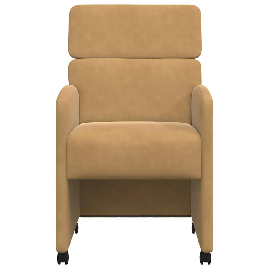 Chaises de Salle à Manger avec Roues 2 pcs Marron Velours - 4