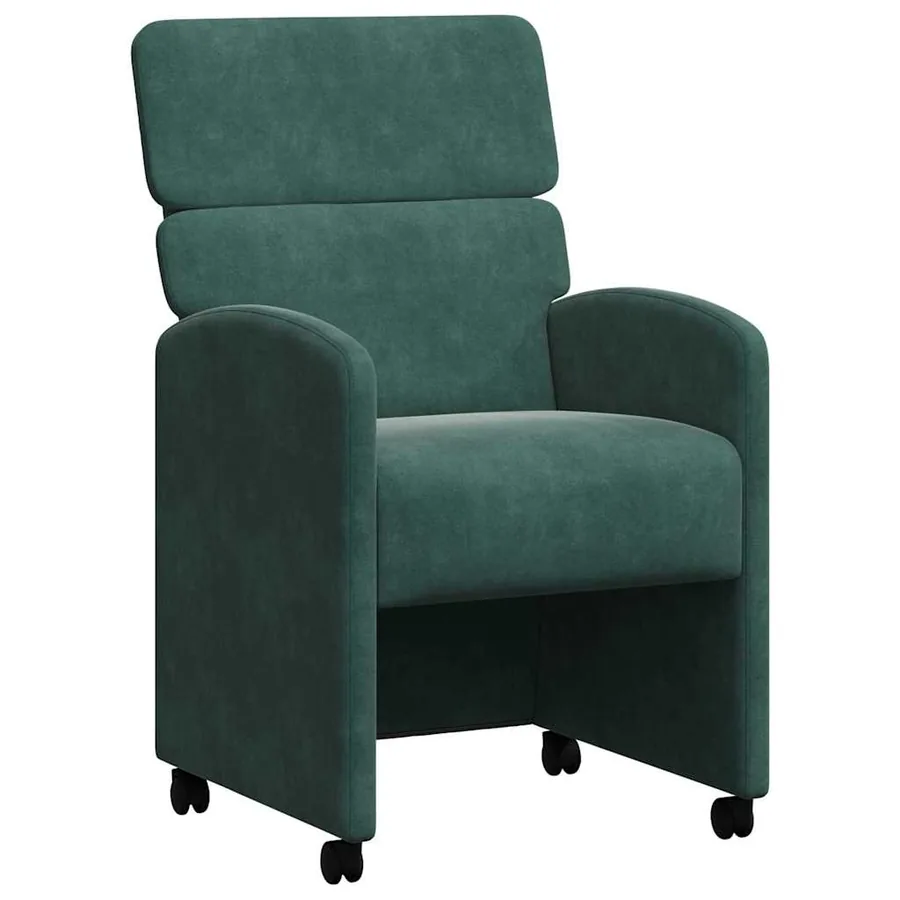 Chaises de Salle à Manger avec Roues 2 pcs Vert foncé Velours - 2