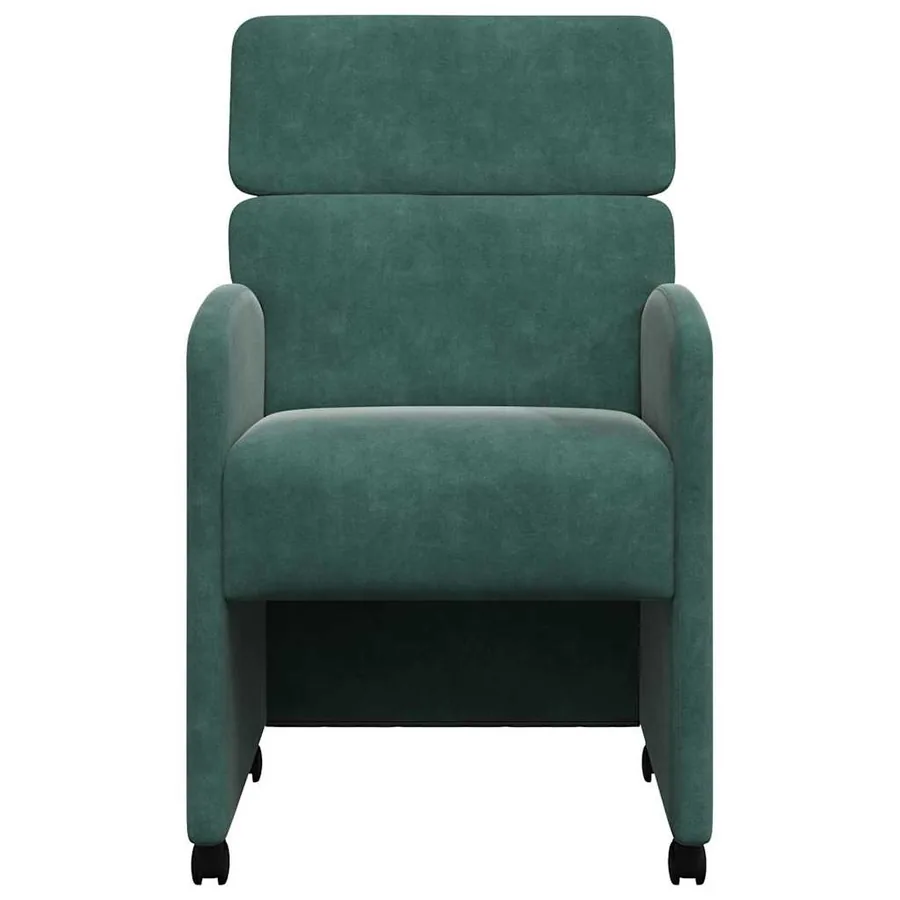 Chaises de Salle à Manger avec Roues 2 pcs Vert foncé Velours - 4