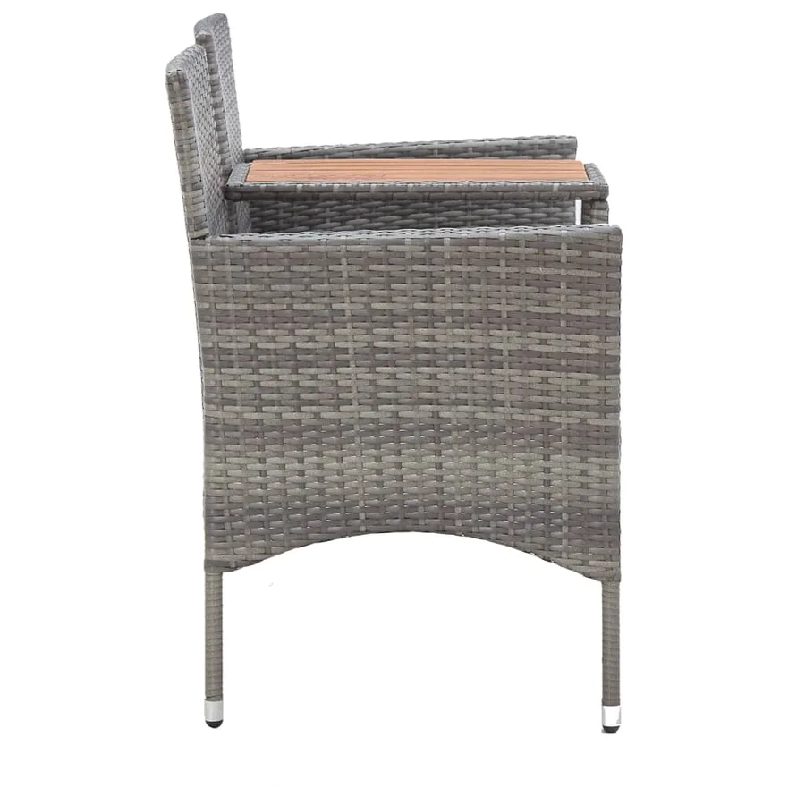 Banc de jardin 2 places et table à thé 143 cm poly rotin gris - 3