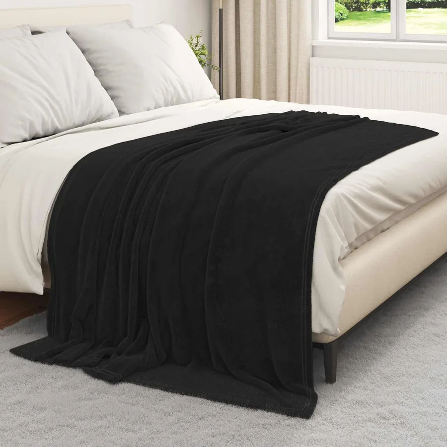 Couvertures à jeter 6 pcs Noir 150 x 200 cm Toison - 3