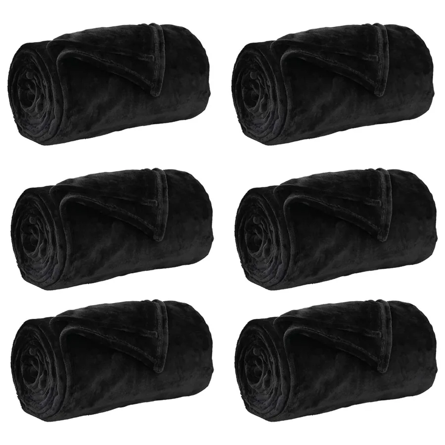 Couvertures à jeter 6 pcs Noir 240 x 270 cm Toison - 2