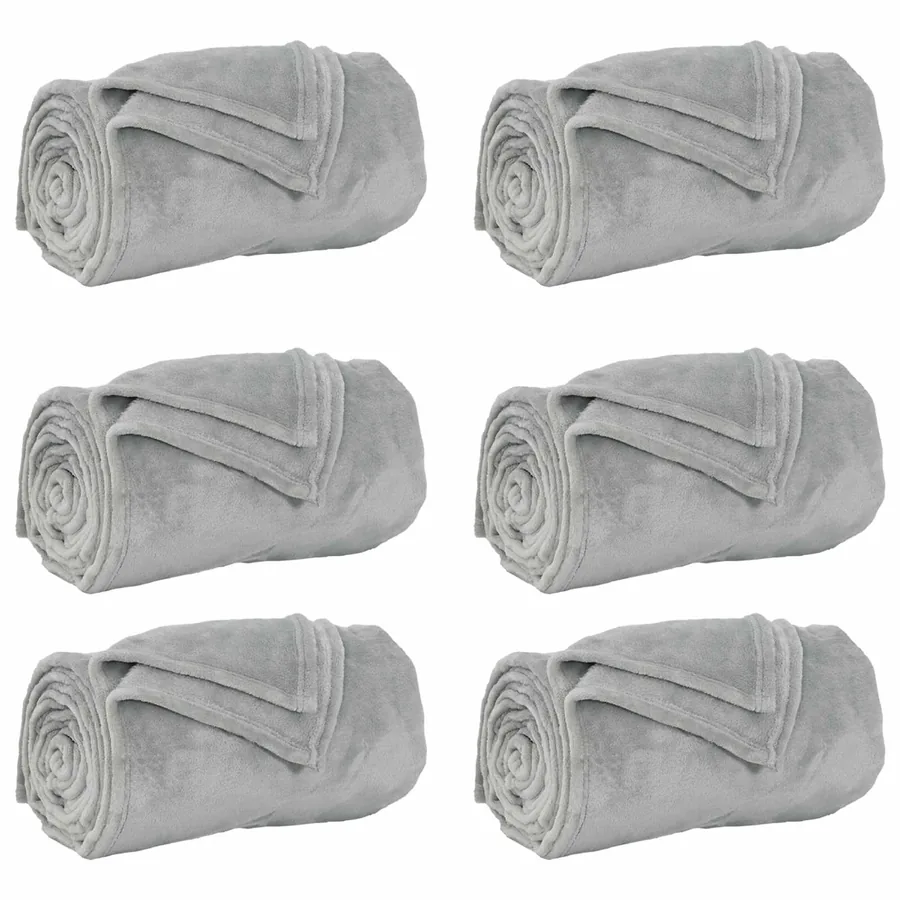 Couvertures à jeter 6 pcs Gris 240 x 270 cm Toison - 2