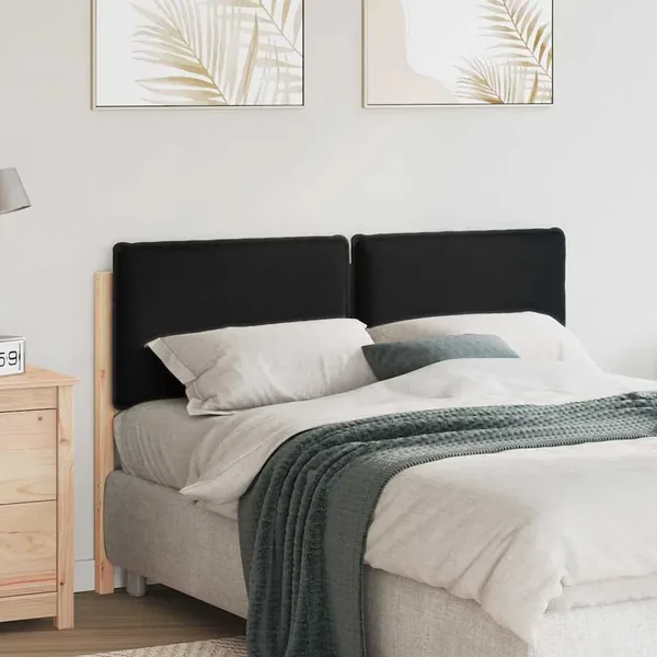 Tête de lit capitonnée Naturel et Noir 160 cm Pin massif