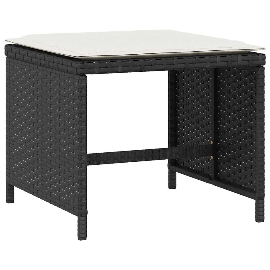 Ensemble à manger de jardin coussins 5pcs Noir Résine tressée - 12