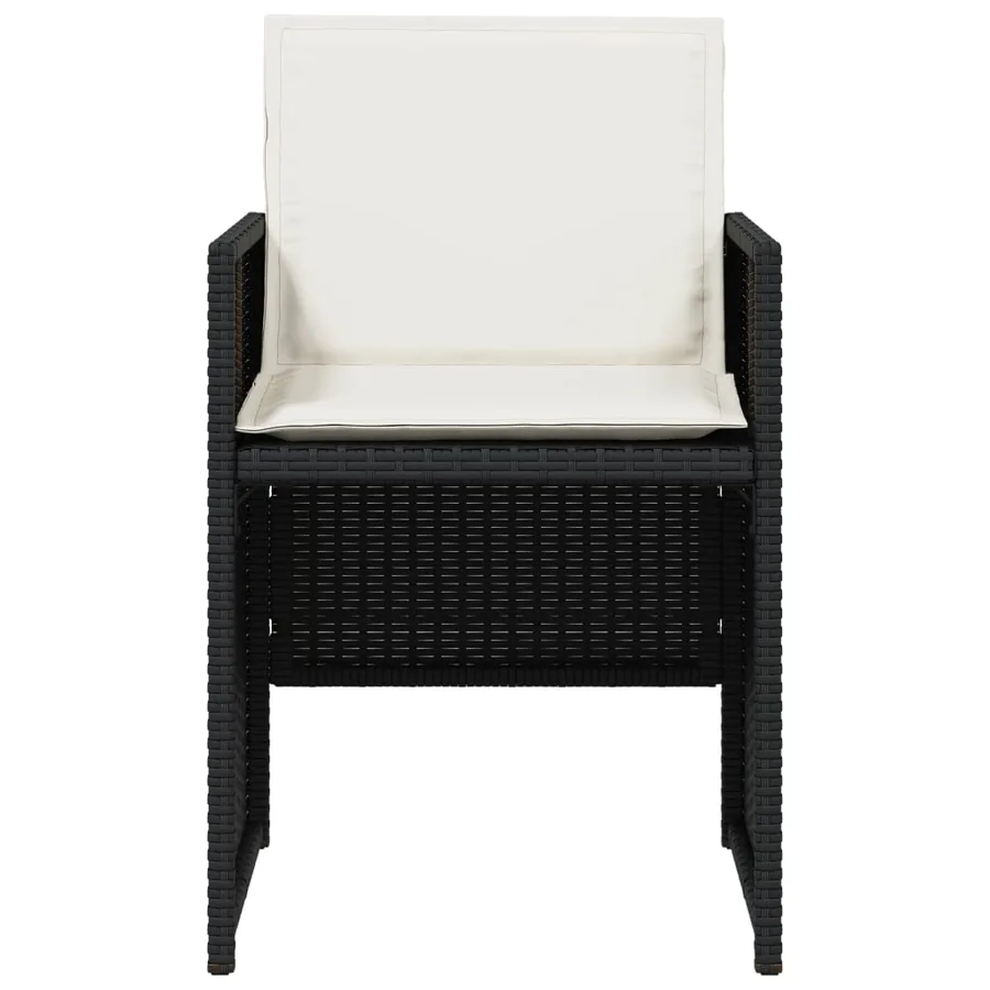 Ensemble à manger de jardin coussins 5pcs Noir Résine tressée - 5