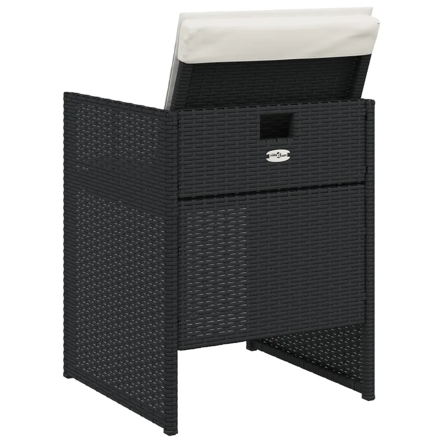Ensemble à manger de jardin coussins 5pcs Noir Résine tressée - 7