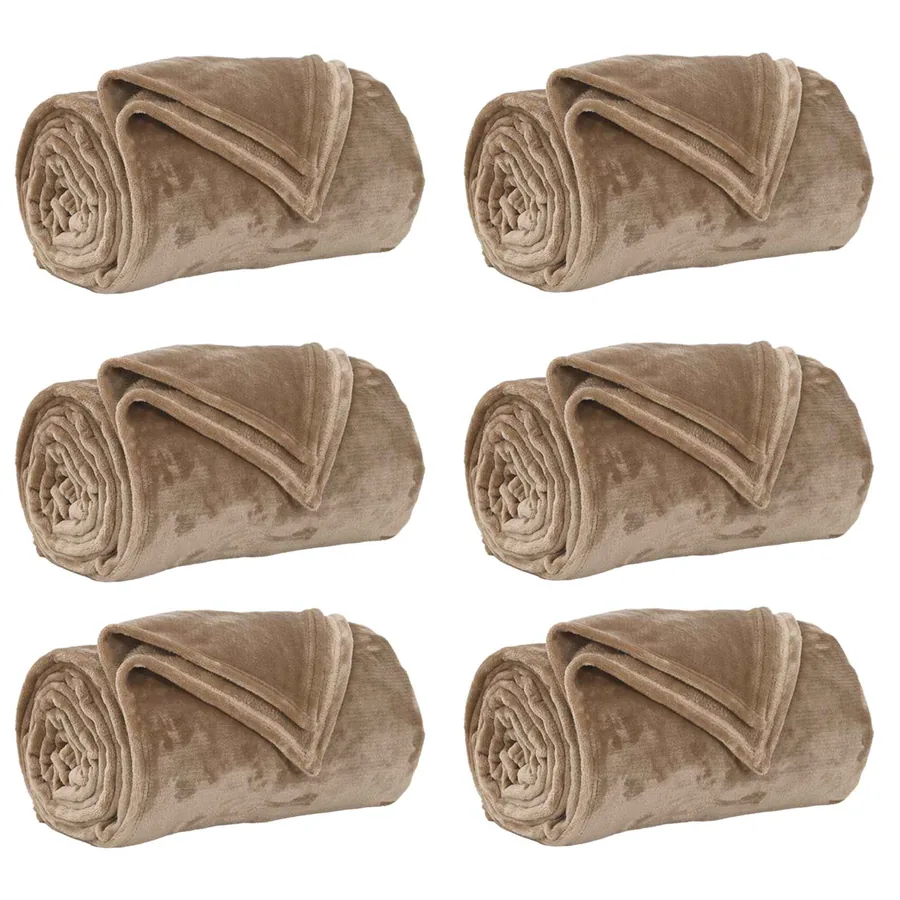 Couvertures à jeter 6 pcs Camel 150 x 200 cm Toison - 2