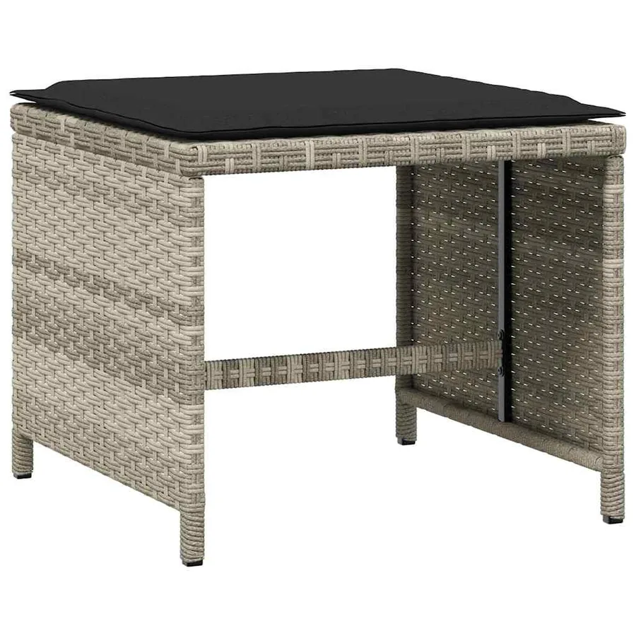 Ensemble à manger de jardin et coussins 5 pcs gris clair rotin - 12