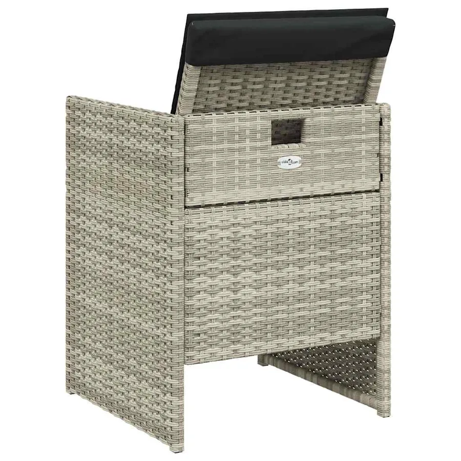 Ensemble à manger de jardin et coussins 5 pcs gris clair rotin - 7